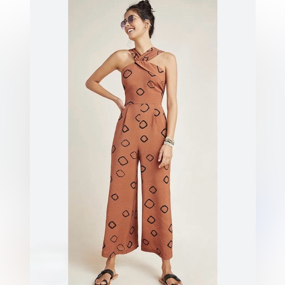 Eva Franco Pants - Anthropologie Eva Franco Faith Wide Leg Jumpsuit in Brown Dot Size 6